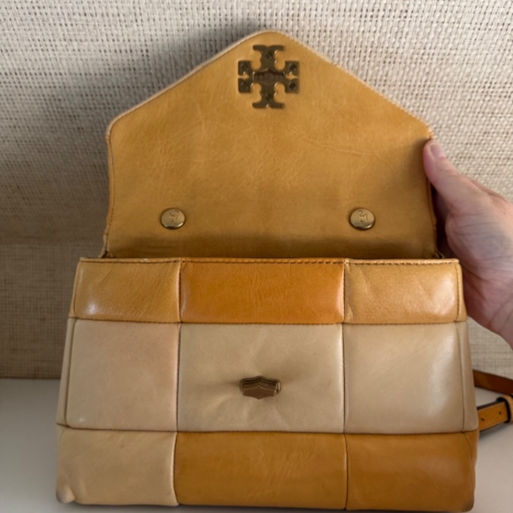 Tory Burch Kira Butter Yellow Patchwork Satchel - Picture 5 of 12